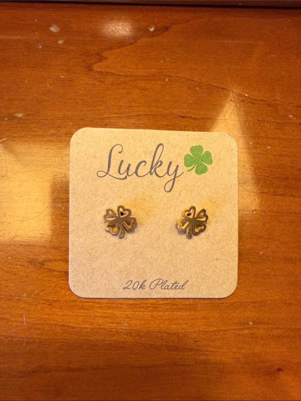 Francesca’s Gold Four-Leaf Clover Stud Earrings New